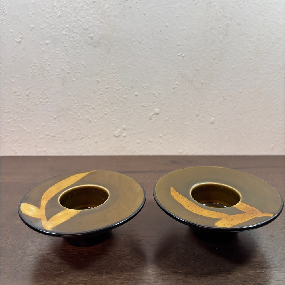 Pier 1 Dakara Tea Light Brown and Gold Ceramic Candle Holders
